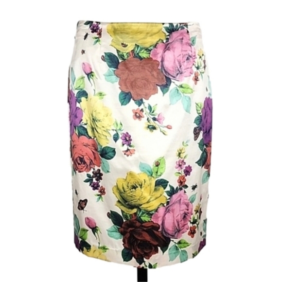 Sandra Angelozzi Women's Silk Cotton Blend Floral Print Mult Skirt Lined Size 36 - Picture 3 of 15